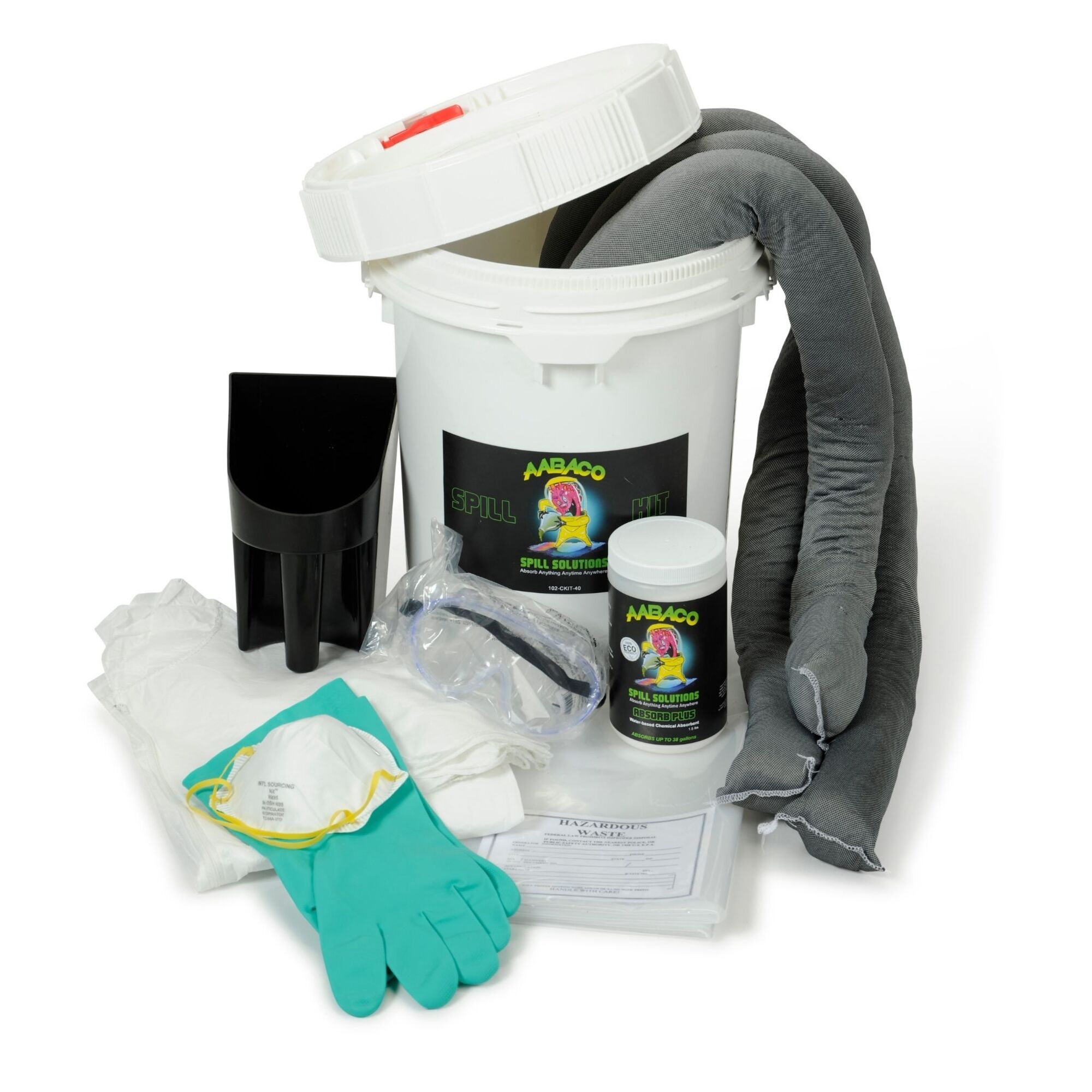 AABACO Chemical Only Spill Kit absorbs up to 40 gallons and comes packaged in a durable 5-gallon bucket for quick, convenient spill response and easy storage.